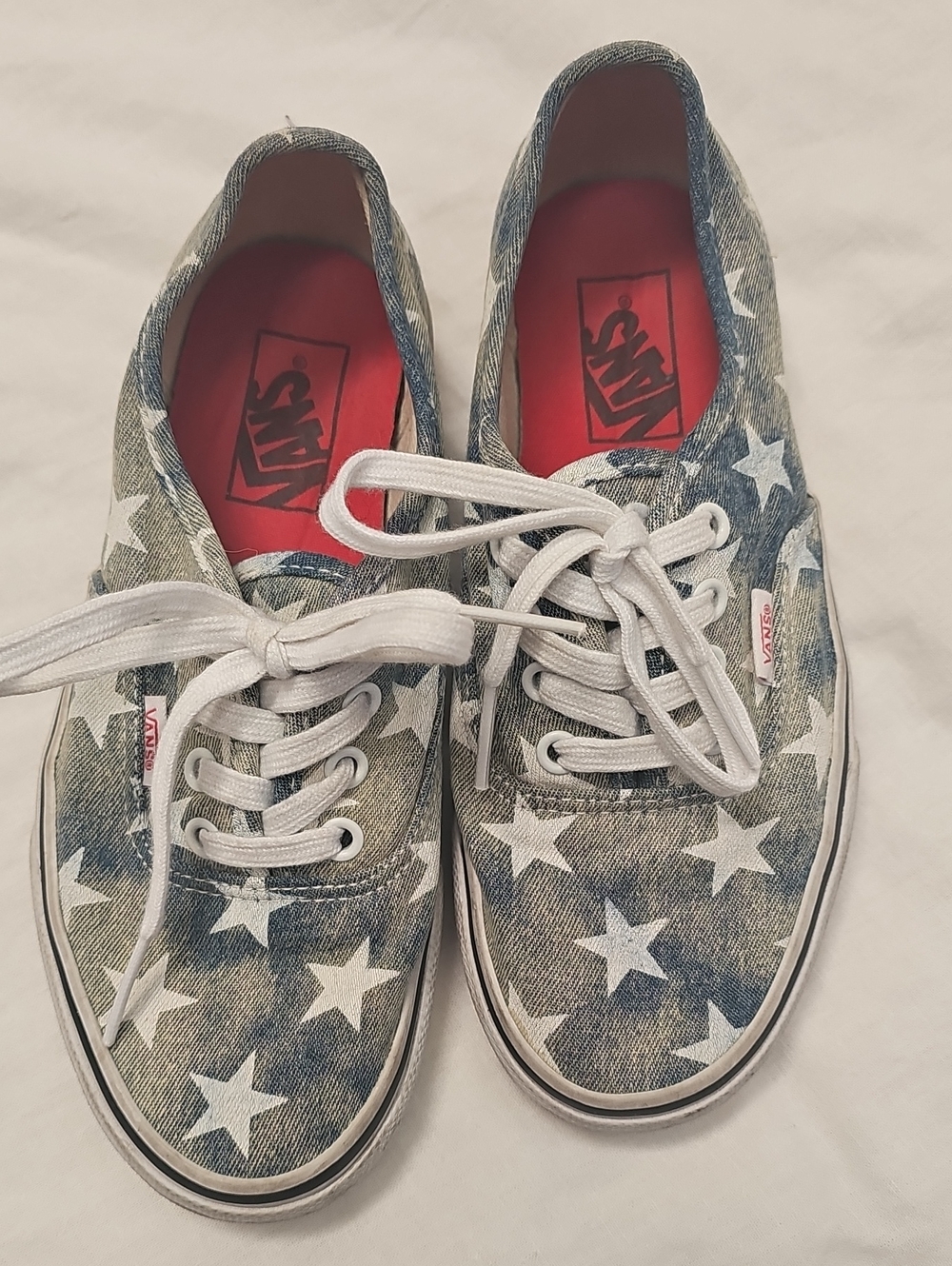 Vans Women's Star Print Denim Sneakers with White Laces